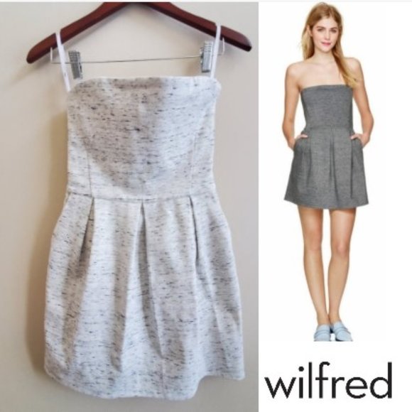 Aritzia Wilfred Harmonie Pleated Strapless Structured Mini Dress Size 6 - Picture 1 of 12